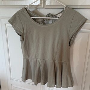 Hem & Thread Taupe Peplum Blouse